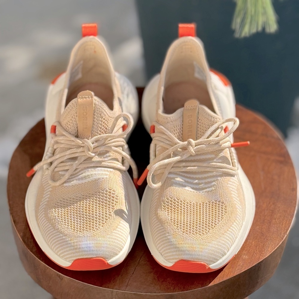 Sorel Cream and Orange Sneakers with Mesh Upper